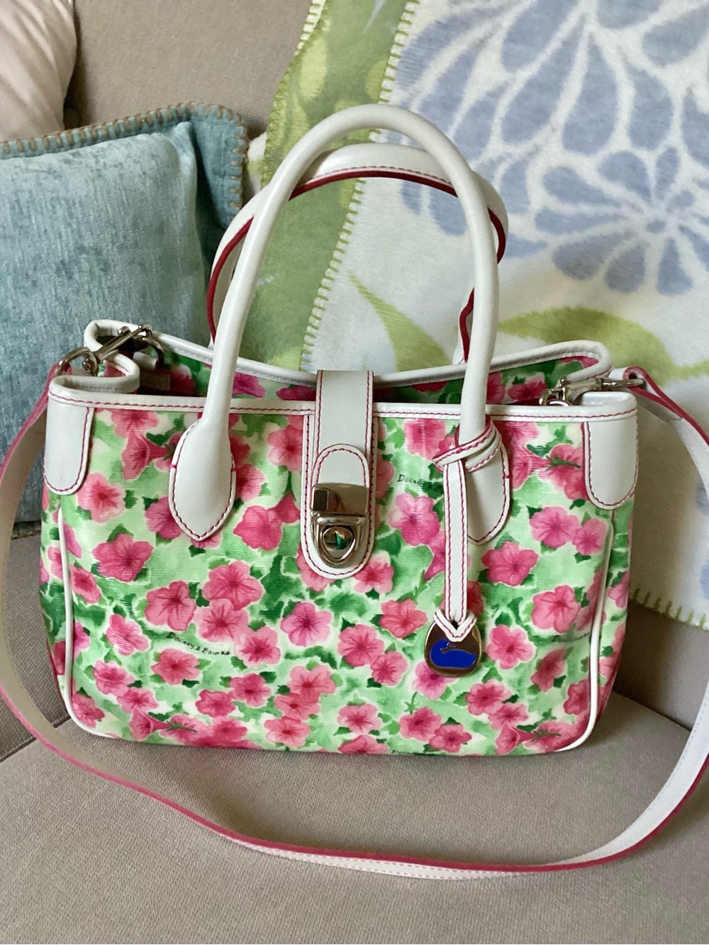 Dooney & Bourke White & Pink Floral Satchel